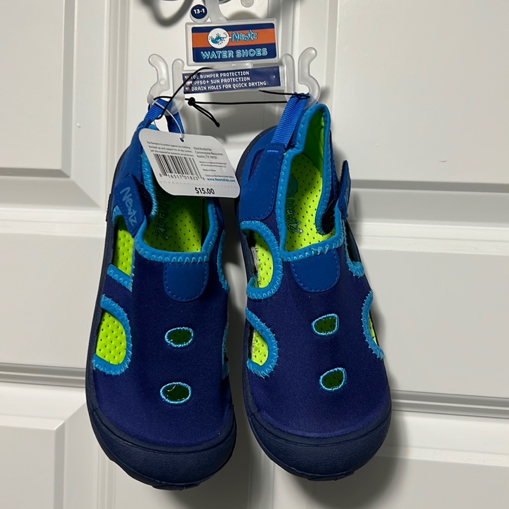 Boys Newtz brand water shoes Size 13-1. Bright blue in color neoprene material